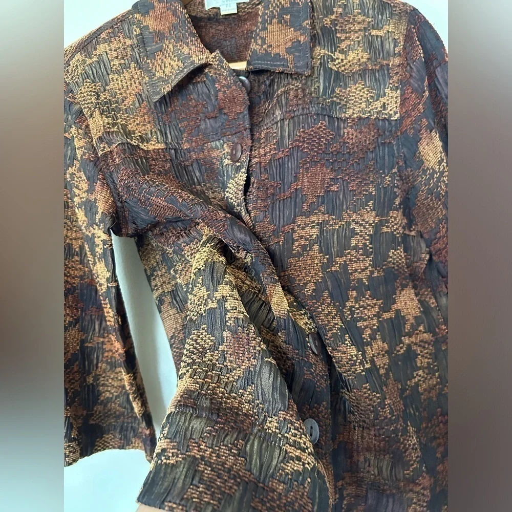 VTG Y2K ERIN LONDON BROWN BUTTON DOWN OPEN CARDIGAN JACKET SIZE‎ S P Grunge